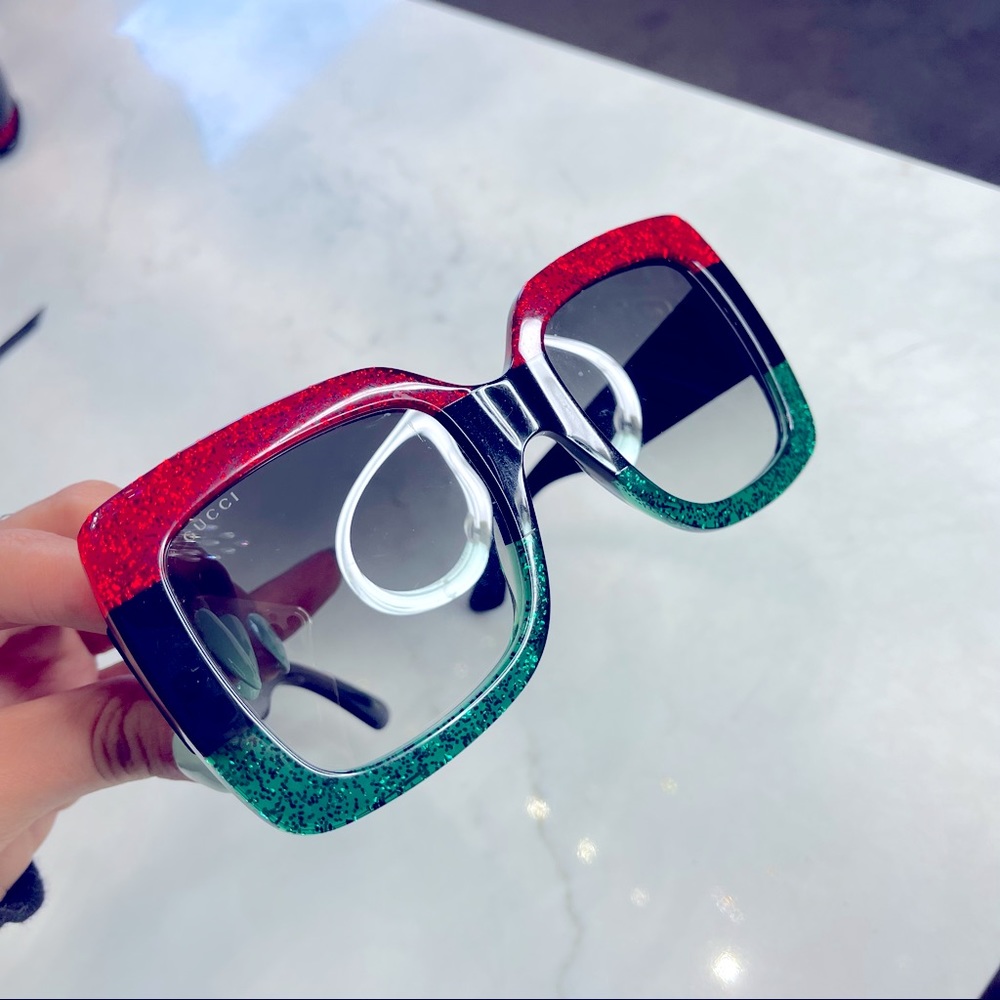 Gucci Oversized Square-Frame Glittered Sunglasses - image 3